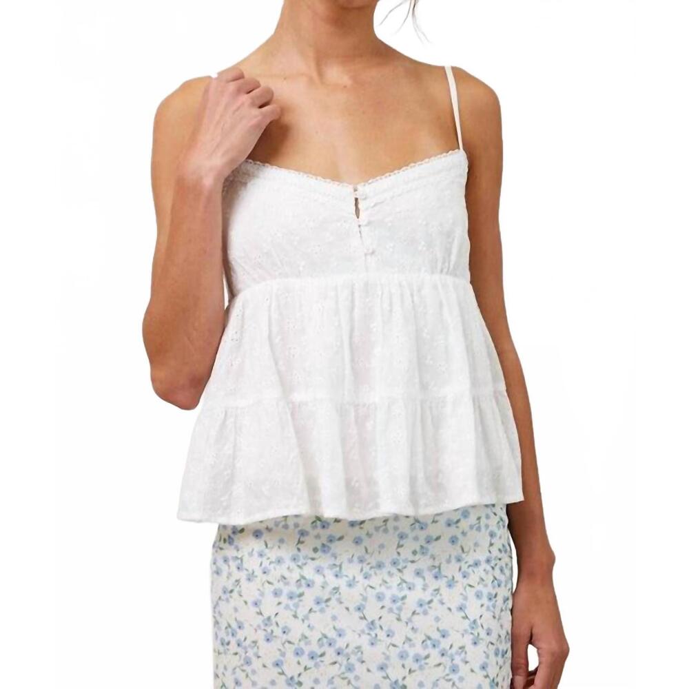 NEW CREAMON eyelet lace trim cami top in white